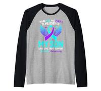 Je Porte du Bleu Sarcelle et du Violet pour prévenir Le Suicide de Mon Fils Manche Raglan