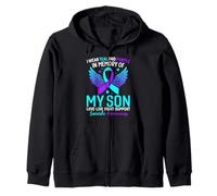 Je Porte du Bleu Sarcelle et du Violet pour prévenir Le Suicide de Mon Fils Sweat à Capuche