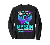 Je Porte du Bleu Sarcelle et du Violet pour prévenir Le Suicide de Mon Fils Sweatshirt