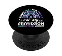 Je Porte du Bleu Sarcelle et du Violet pour prévenir Le Suicide de Mon Petit-Fils PopSockets PopGrip Adhésif