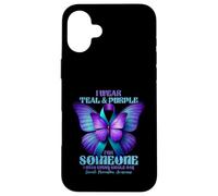 Je Porte du Bleu Sarcelle et du Violet pour Quelqu'un Qui me Manque Tous Les Jours Coque pour iPhone 16 Plus