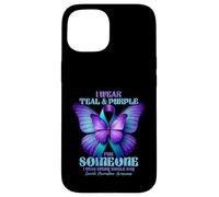 Je Porte du Bleu Sarcelle et du Violet pour Quelqu'un Qui me Manque Tous Les Jours Coque pour iPhone 15