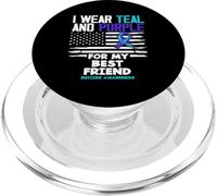 Je Porte du Bleu Sarcelle et du Violet pour sensibiliser Mon Meilleur ami au Suicide PopSockets PopGrip pour MagSafe