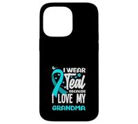 Je Porte du Bleu Sarcelle Parce Que J'aime Le Cancer du col de l'utérus de ma Grand-mère Coque pour iPhone 14 Pro Max