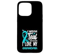 Je Porte du Bleu Sarcelle Parce Que J'aime Le Cancer du col de l'utérus de ma Grand-mère Coque pour iPhone 15 Pro Max