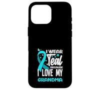 Je Porte du Bleu Sarcelle Parce Que J'aime Le Cancer du col de l'utérus de ma Grand-mère Coque pour iPhone 16 Pro Max