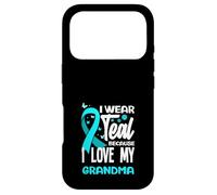 Je Porte du Bleu Sarcelle Parce Que J'aime Le Cancer du col de l'utérus de ma Grand-mère Coque pour iPhone 17 Pro