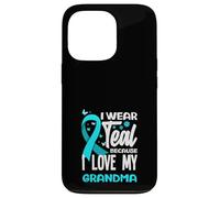 Je Porte du Bleu Sarcelle Parce Que J'aime Le Cancer du col de l'utérus de ma Grand-mère Coque pour iPhone 13 Pro