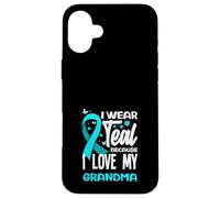 Je Porte du Bleu Sarcelle Parce Que J'aime Le Cancer du col de l'utérus de ma Grand-mère Coque pour iPhone 16 Plus
