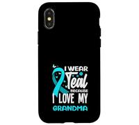 Je Porte du Bleu Sarcelle Parce Que J'aime Le Cancer du col de l'utérus de ma Grand-mère Coque pour iPhone X/XS