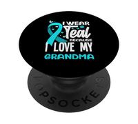 Je Porte du Bleu Sarcelle Parce Que J'aime Le Cancer du col de l'utérus de ma Grand-mère PopSockets PopGrip Adhésif