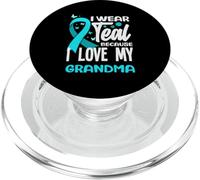 Je Porte du Bleu Sarcelle Parce Que J'aime Le Cancer du col de l'utérus de ma Grand-mère PopSockets PopGrip pour MagSafe