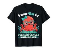 Je Porte du Bleu Sarcelle pour la Sensibilisation au Cancer de l'ovaire Octopus Support T-Shirt