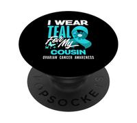 Je Porte du Bleu Sarcelle pour sensibiliser ma cousine au Cancer de l'ovaire PopSockets PopGrip Adhésif