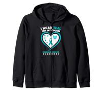 Je Porte du Bleu Sarcelle pour sensibiliser ma cousine au Cancer de l'ovaire Sweat à Capuche