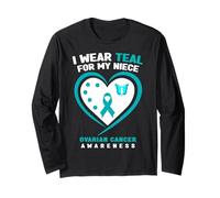 Je Porte du Bleu Sarcelle pour sensibiliser ma nièce au Cancer de l'ovaire Manche Longue