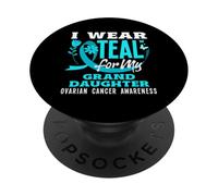 Je Porte du Bleu Sarcelle pour sensibiliser ma Petite-Fille au Cancer de l'ovaire PopSockets PopGrip Adhésif