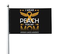Je porte du pêche pour ma mère Drapeau de sensibilisation au cancer de l'appendice 3x5 pieds Bannière Affiche Toile de fond décorative Décoration murale Polyester S'applique au jardin Cour Maison Dind
