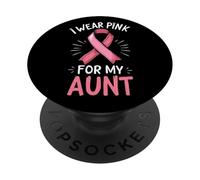 Je Porte du Rose pour Le Soutien de Sensibilisation au Cancer de ma Tante PopSockets PopGrip Adhésif