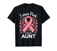Je Porte du Rose pour Le Soutien de Sensibilisation au Cancer de ma Tante T-Shirt