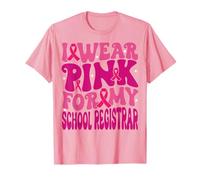 Je Porte du Rose pour Les Enfants atteints d'un Cancer du Sein de Mon registraire Scolaire T-Shirt