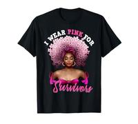 Je Porte du Rose pour Les survivantes du Cancer du Sein, de la mélanine, Femme Noire T-Shirt