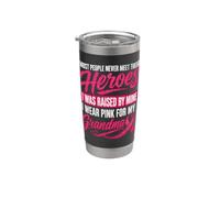 Je porte du rose pour ma grand-mère élevée par un héros du cancer du sein Gobelet isotherme en acier inoxydable double paroi
