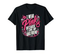 Je Porte du Rose pour ma Petite Amie Sensibilisation au Cancer du Sein T-Shirt Graphique avec Valeur
