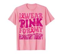 Je Porte du Rose pour ma thérapie respiratoire pour Les Enfants atteints du Cancer du Sein T-Shirt