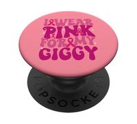 Je Porte du Rose pour Mes Enfants Giggy Breast Cancer Awareness PopSockets PopGrip Adhésif