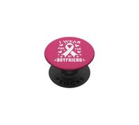 Je Porte du Rose pour sensibiliser Mon Petit ami au Cancer PopSockets PopGrip Adhésif