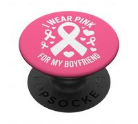 Je Porte du Rose pour sensibiliser Mon Petit ami au Cancer PopSockets PopGrip Adhésif