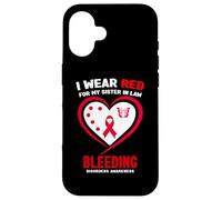 Je Porte du Rouge pour la Sensibilisation aux Troubles de la Coagulation de ma Belle-sœur Coque pour iPhone 16
