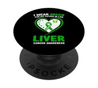 Je Porte du Vert pour la Sensibilisation au Cancer du Foie de Mon Beau-père PopSockets PopGrip Adhésif