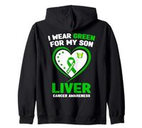 Je Porte du Vert pour la Sensibilisation au Cancer du Foie de Mon Fils Sweat à Capuche