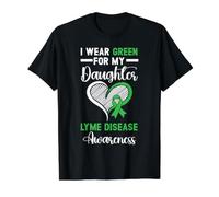 Je Porte du Vert pour ma Fille Sensibilisation à la maladie de Lyme T-Shirt Graphique avec Valeur, Homme, Noir, L