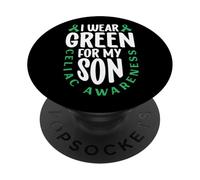 Je porte du vert pour mon fils - Zöliakie Awareness PopSockets PopGrip Adhésif