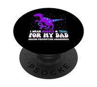 Je Porte du Violet et du Bleu Sarcelle pour sensibiliser Mon père à la prévention du Suicide PopSockets PopGrip Adhésif