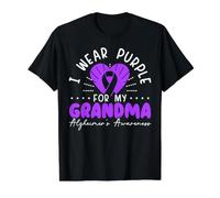 Je Porte du Violet pour sensibiliser ma Grand-mère à la maladie d'Alzheimer T-Shirt Graphique avec Valeur, Homme, Noir, M