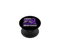 Je Porte du Violet pour sensibiliser Mon Cousin à la maladie d'Alzheimer PopSockets PopGrip Adhésif