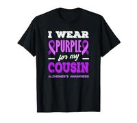 Je Porte du Violet pour sensibiliser Mon Cousin à la maladie d'Alzheimer T-Shirt