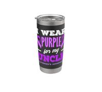 Je porte du violet pour sensibiliser mon oncle à la maladie d'Alzheimer Gobelet isotherme en acier inoxydable double paroi
