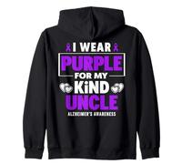 Je Porte du Violet pour sensibiliser Mon Oncle à la maladie d'Alzheimer Sweat à Capuche