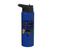 Je porte mon île, mon drapeau, ma liberté, jamaïcain, 6 août Stainless Steel Insulated Water Bottle