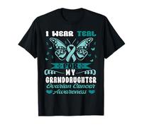 Je Porte Un Chapeau de Sensibilisation au Cancer de l'ovaire en Bleu Sarcelle pour ma Petite-Fille T-Shirt