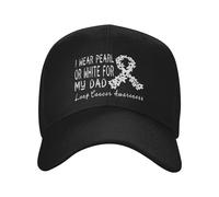 Je Porte Un Ruban Blanc Ou Nacré en Hommage À Mon Père - Sensibilisation Au Cancer du Poumon Femme Homme Casquettes Snapback Soft Chapeau Anti-Soleil Casquette Trucker pour Voyage Sport