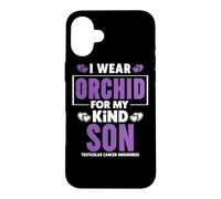 Je Porte Une orchidée pour sensibiliser Mon Fils au Cancer des testicules Coque pour iPhone 16 Plus