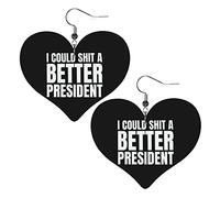 Je pourrais chier un meilleur président boucles d'oreilles en cuir pour les femmes balancent boucle d'oreille goutte coeur pendentif avec crochet cadeaux pour fille adulte