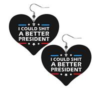 Je pourrais chier un meilleur président boucles d'oreilles en cuir pour les femmes balancent boucle d'oreille goutte coeur pendentif avec crochet cadeaux pour fille adulte