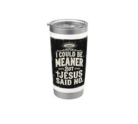 Je pourrais être plus méchant mais Jésus a dit que ce n'était pas drôle Christian Retro 2 Gobelet isotherme en acier inoxydable double paroi